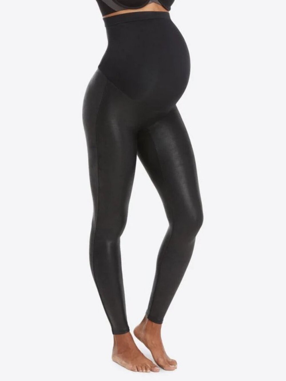 NWT Spanx Mama Faux Leather Leggings in Very Black